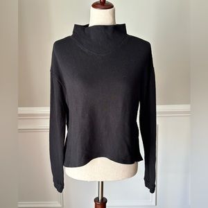 Anthropologie Amadi Black Mock Neck Long Sleeve Top size Small
